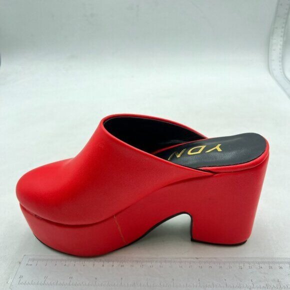 YDN Women Casual Block Heel Mules Cozy Platform Chunky Sandals Slip On Clogs Red - Picture 2 of 8